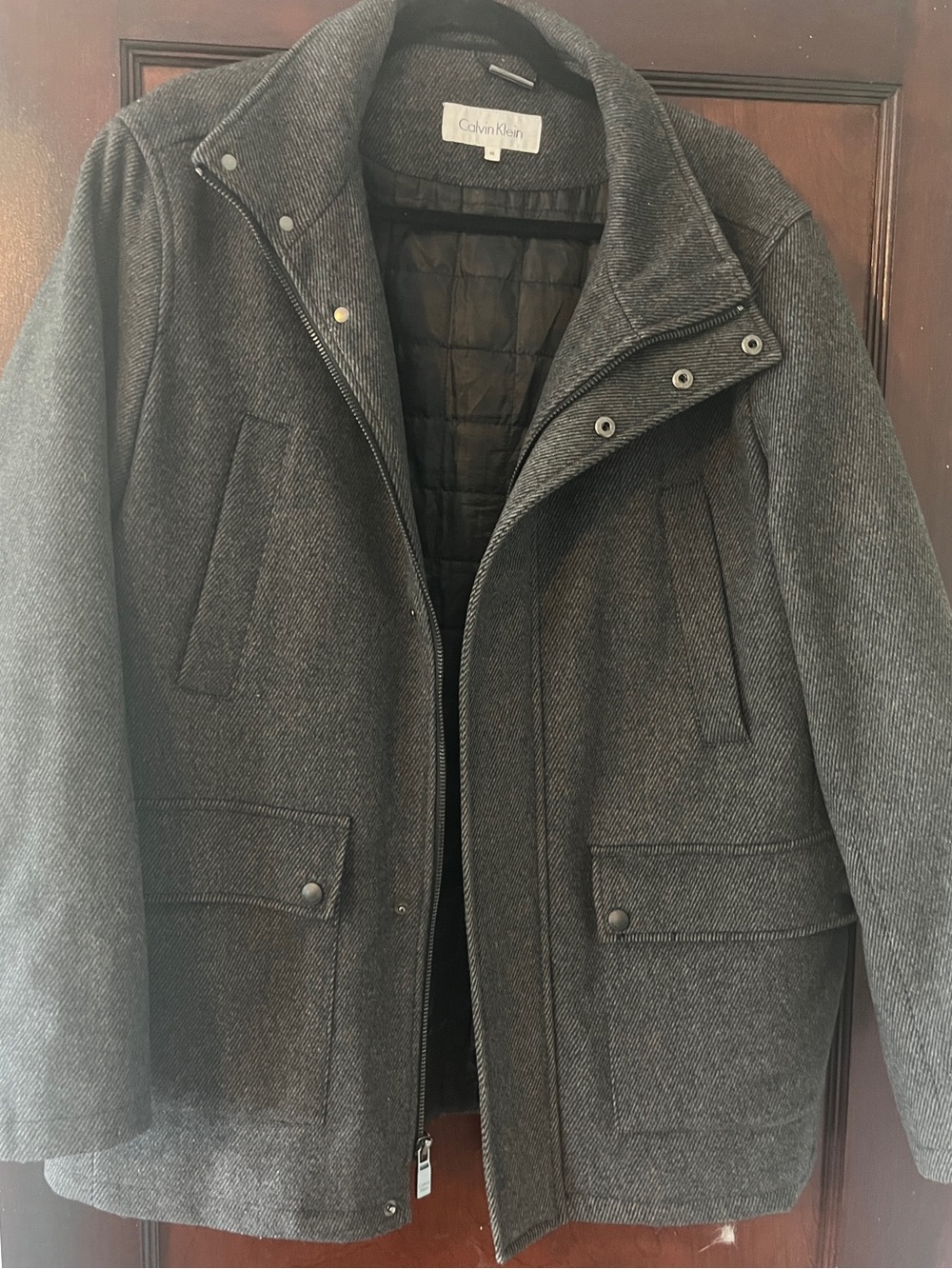 Calvin Klein Men's Charcoal Gray Pea Coat